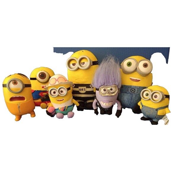Lot Of 7 The Minions Toys Purple Zipped Clip 2 Yellow Have Sound TESTED WORKS - Picture 3 of 3